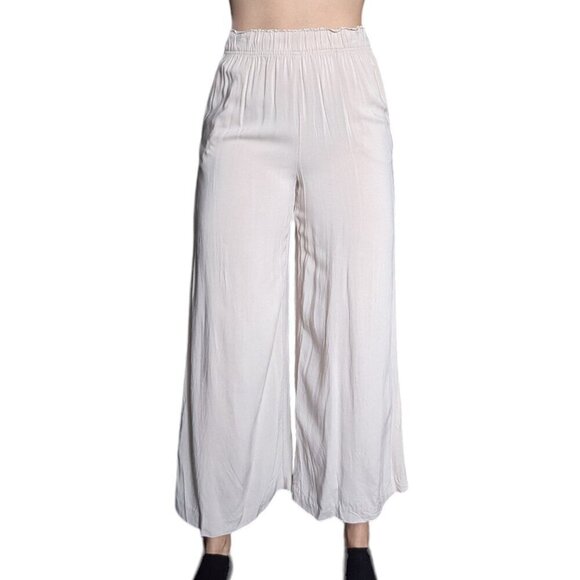 H&M Beige  Wide Leg Flowy Plants with Side Pockets Women Size Small - Picture 1 of 6